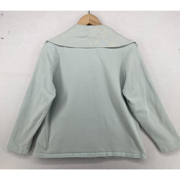 EILEEN FISHER Jacket M Heavy Brushed Jersey Organic Cotton Full Zip Light Blue - Picture 3 of 13